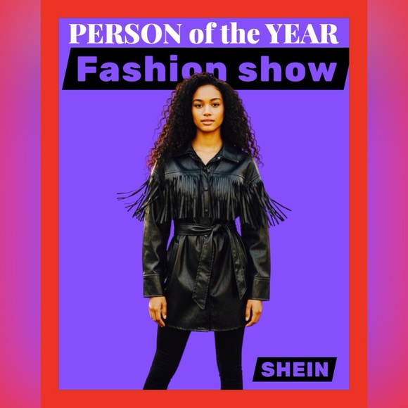 Vintage style SHEIN Black Faux Leather Fringe Belted Jacket - Picture 8 of 16